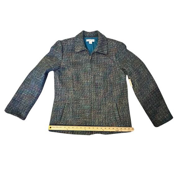 NWT Coldwater Creek Sapphire Bouclé Tweed ZipUp Blazer Jacket Size 10 OldMoney - Picture 7 of 9